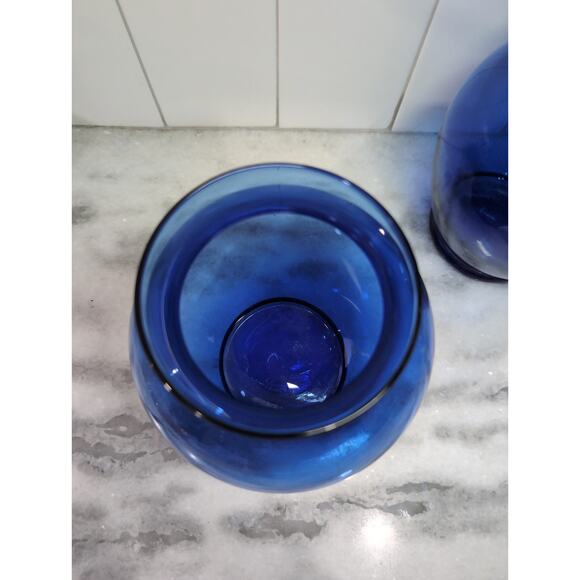 Cobalt Blue Glass Flower Vase Pair, 7.5" Height, Ginger Jar Set, Wedding Decor - Picture 6 of 9